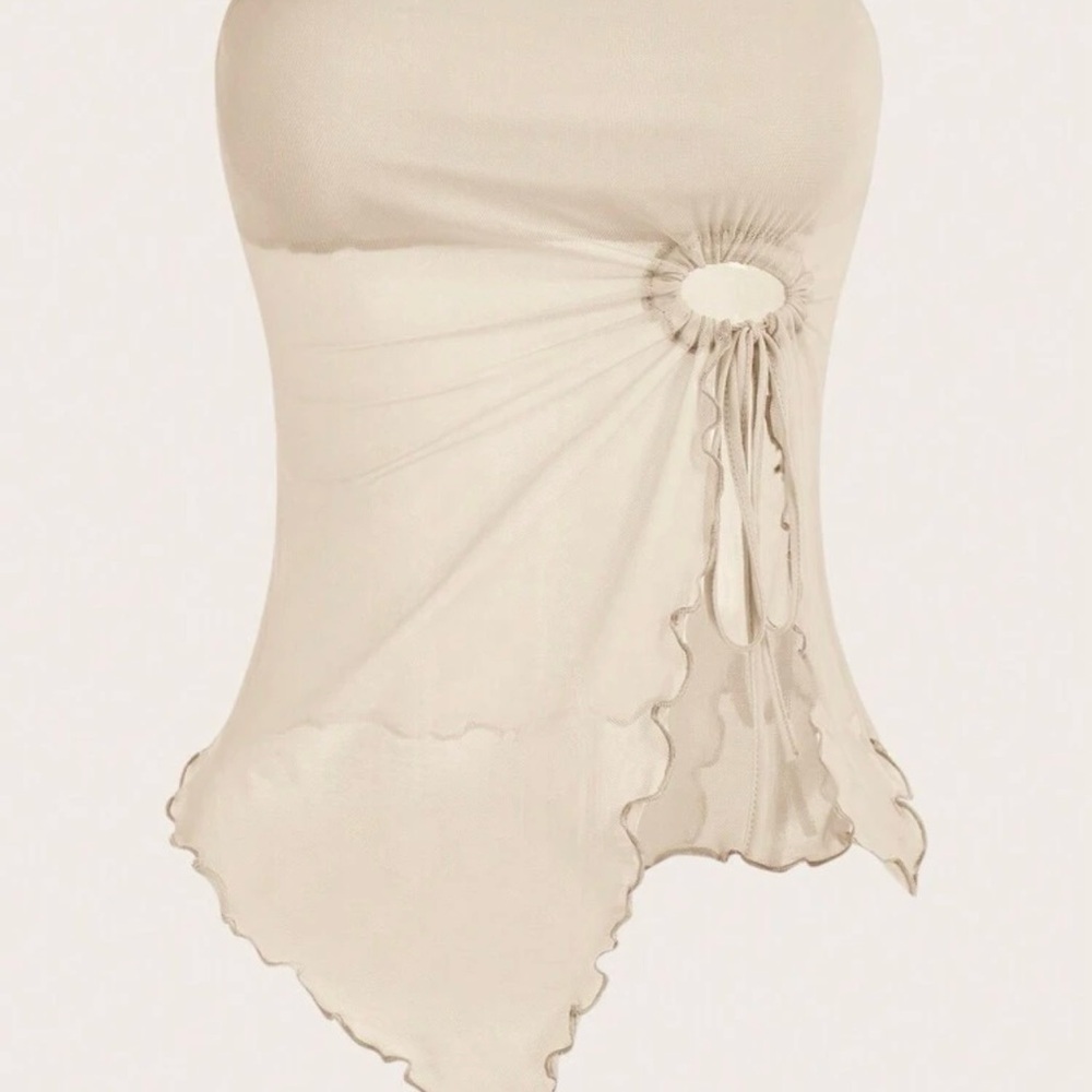 Elegant Cream Strapless Top